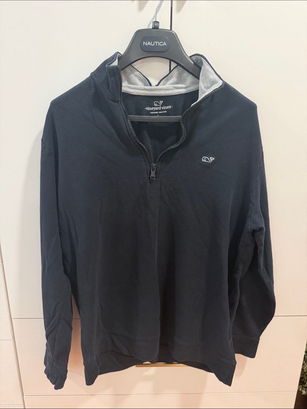 Vineyard Vines Men's Black Half-Zip Pullover with Gray Trim